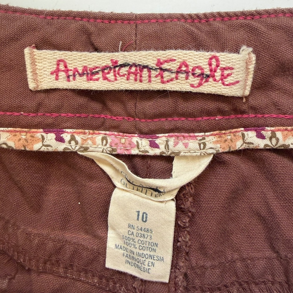 Y2K American Eagle Brown Utility Cargo Capris Boho Granola vintage gorpcore camp - Picture 4 of 8